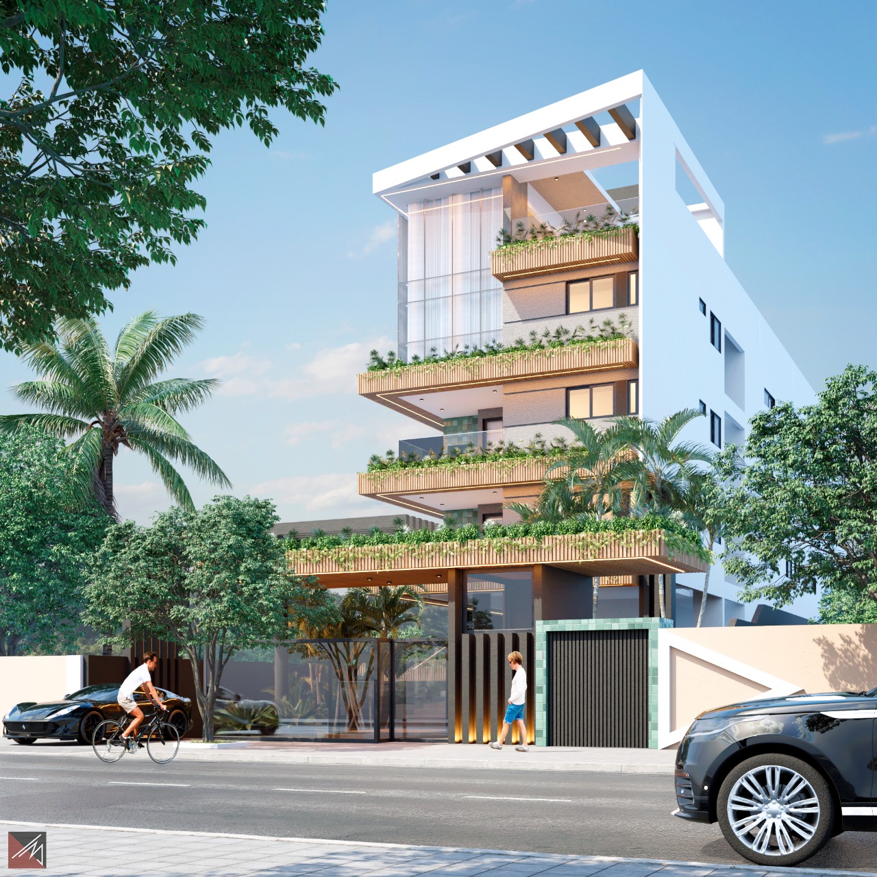 Fachada do Live! Flamengo Residence, edifício residencial na Praia do Flamengo, Salvador